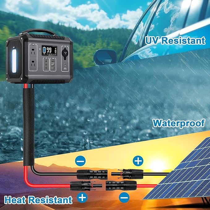 XRDS -RF Solar Cable 10FT 8AWG Solar Extension Cable with Male &amp Female Solar Connectors Flame-Retardant Protective Sleeving Solar Panel Cable Weatherproof PV Wire for Solar Panel Connection