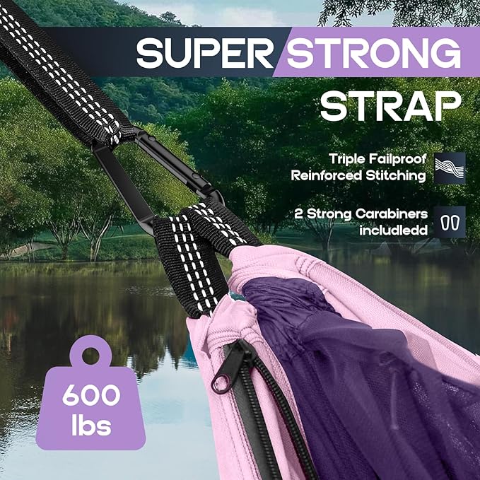 Camping Hammock Mosquito NetDouble &amp Single Portable Hammocks for Kids Hammocks with 2 Tree StrapsHammock Tent for Travel CampingCamping Accessories for Indoor Outdoor Hiking Backpacking