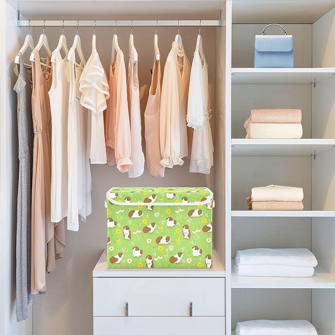 Storage Box Guinea Pigs Closet Storage Bins with Lids Foldable Oxford Fabric Storage Box for Home Bedroom Closet Office (16.5x12.6x11.8 in)