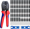 Solar Panel Connector 60PCS Solar Crimper Tool Kit for Connecting Solar Panel Cable Wire Solar Connector Kit with 30 Pairs Male/Female Solar Connectors 1PCS Solar Crimper 2 PCS Spanner Wrench