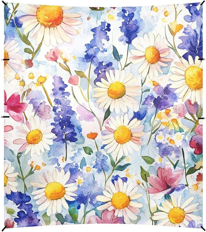 ALAZA Watercolor Floral Daisies Beautiful Wildflowers Beach Tent Sun Shelter Portable Canopy Sunshade for Outdoor Camping Picnics Backyard Fun 10x9 ft