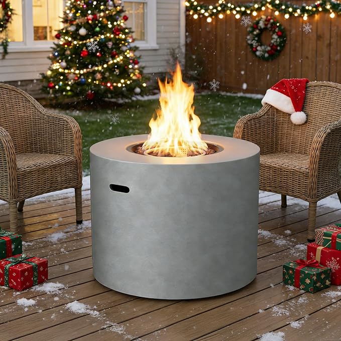 HOTEAGLE 32 Propane Fire Pit Table Round 50000 BTU Powerful Gas Firepit Table CSA Certified Ideal Outdoor Fire Pit for Dining Party in Patio Garden Yard