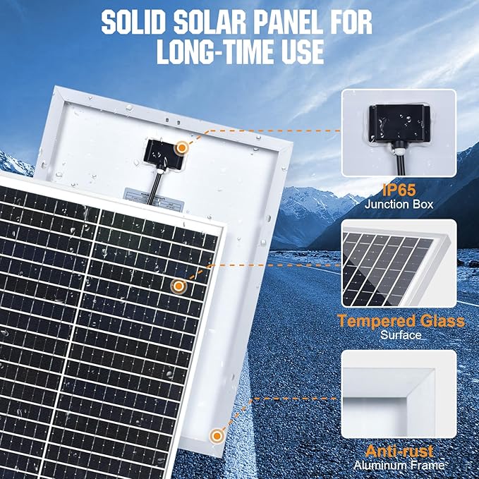 ECO-WORTHY 25W 12V Solar Battery Charger Trickle Maintainer 25W Waterproof Solar Panel Kit + Adjustable Mount Bracket + Upgrade Controllerfor 12V Batteries Cars RV Boat Motorcycle Marine