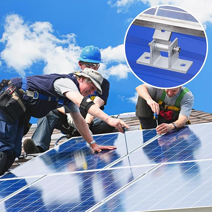 4PCS Solar Panel Mounts - Adjustable Brackets for RV &amp Flat Roofs Tilt Angle 10-60