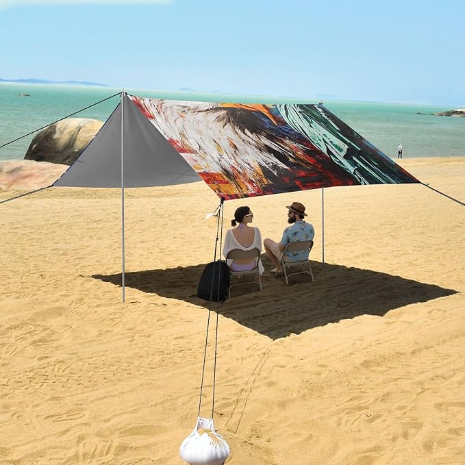 ALAZA 4th of July Eagles Statue of Liberty Beach Tent Sun Shelter Portable Canopy Sunshade for Outdoor Camping Picnics Backyard Fun 10x9 ft