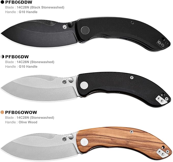 Petrified fish PFB06 Zonda Folding Knife3.74 14C28N Steel Black Stonewashed Blade G10 Handle Folding knife for EDC Camping Outdoor (Black Black Stonewashed)