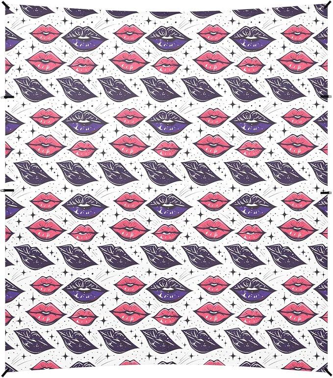 ALAZA Lips Polka Dots Beach Tent Sun Shelter UPF50+ Protection Beach Shade Canopy w/ 4 Sandbags for Outdoor Camping Fishing Backyard Fun Picnic 10x9 ft