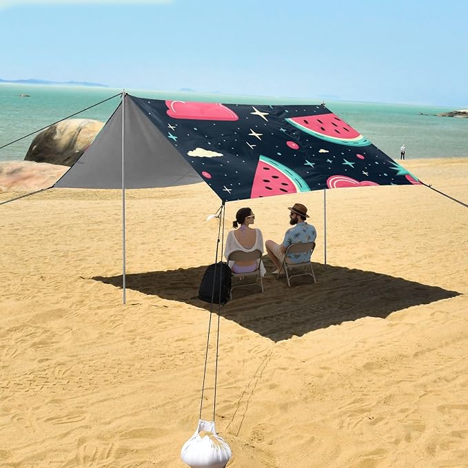 ALAZA Watermelon Cloud Beach Tent Sun Shelter Portable Canopy Sunshade for Outdoor Camping Picnics Backyard Fun 10x9 ft