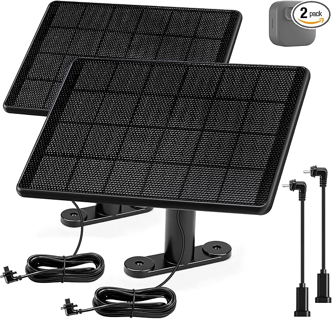 6W Solar Panel for Blink Camera Solar Charger with Battery Compatible with Blink Outdoor 4(4th Gen)/(3rd Gen) XT3/XT2/XT Camera with USB-C to Micro USB Port Adapter 9.8ft Cable IP66 Waterproof