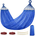 Outdoor Hammock Super Soft and Breathable Mesh Hammock Made of Cool Nylon with Wooden Bars for Indoor Balcony Terrace Garden Camping Backpacking