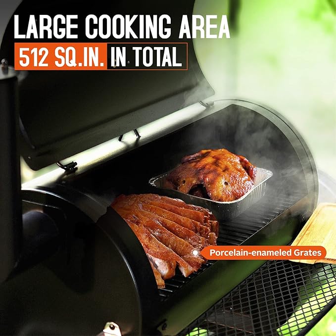 Sophia &amp William Charcoal Grill with Offset Smoker 512 Square Inches Outdoor BBQ Grill Offset Charcoal Smoker for Patio Garden Picnics Camping Backyard Cooking Black