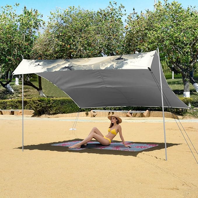 ALAZA Pirate Skulls Swords Sailing Ship Beach Tent Sun Shelter Portable Canopy Sunshade for Outdoor Camping Picnics Backyard Fun 10x9 ft
