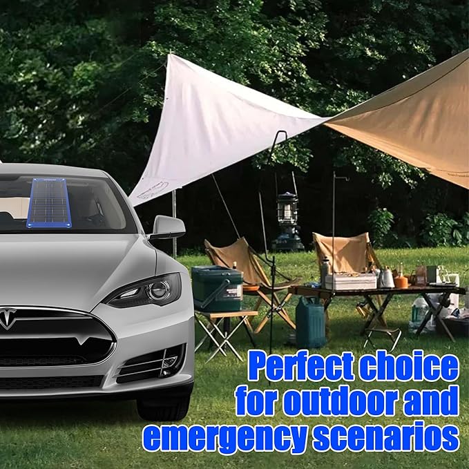 OYMSAE 12V 15W Solar Trickle Charger &amp Maintainer - Waterproof Battery Charger with Smart Controller for Car Boat RV Truck Marine - Includes Cigarette Plug &amp Alligator Clips