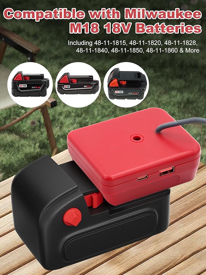 Starlink Mini Battery Adapter Compatible with Milwaukee M18 [Low Voltage Cutoff Protection] 5FT Starlink Mini Power Cable for 18V Battery 18AWG Battery Adapter DC Power Cable (Red)