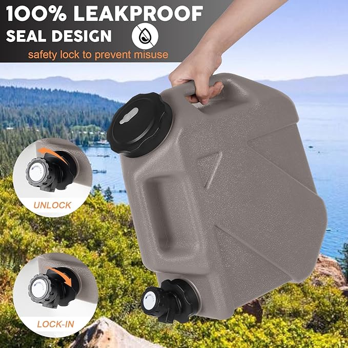 Digury 2.6 Gallon Water Jug Camping Water Container BPA Free Water Storage with Spigot No Leakage Portable Emergency Water Tank for Outdoor Hiking Camping Picnic Supplies Warm Gray