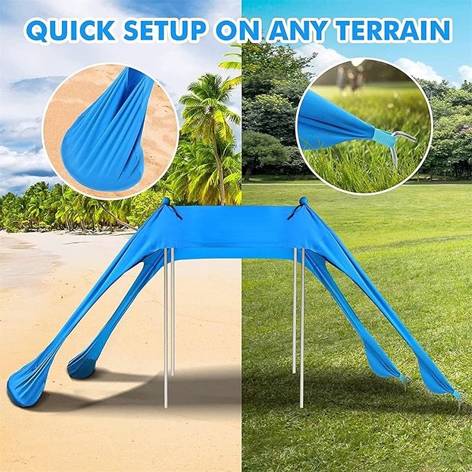 Beach Shelter Sun Shelter UV Protection Stay Cool and Protected with Sun Shade Canopy Waterproof Beach Vacation Sun Shade for Beach Camping Fishing Outdoors(Green210x200x150cm)