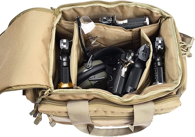 Lancer Tactical Weather Resistant Shooting Range Bag w/Shoulder Strap Color Khaki