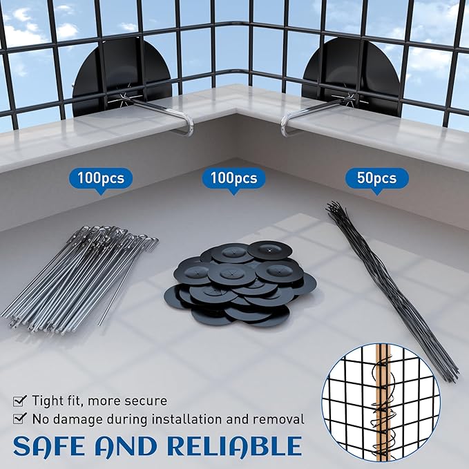 ZeroPone 8inch x 100ft Solar Panel Bird Guard Critter Guard for Solar Panels with 100 Pcs Stainless Steel Fasteners Removable PVC Coated Pigeon Netting Wire for Squirrel Bird Critters Proofing