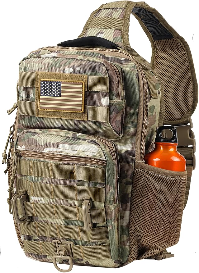 Tactical Shoulder Sling Bag Small Chest Pack 13L Backpack for Men Outdoor Sports CP Camo
