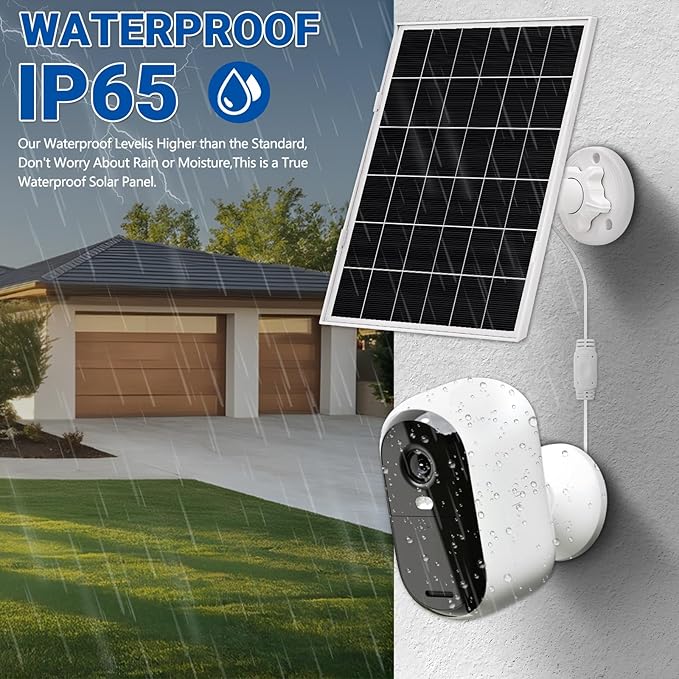 2 Pack 8w Solar Panel for Wyze &amp Arlo Essential Camera Compatible with Most Low-Power Wireless Cameras Solar Charger with 10ft Cable + Adjustable Mount IP65 Waterproof