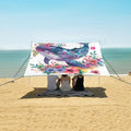 ALAZA Whale and Flower Beach Tent Sun Shelter UPF50+ Protection Beach Shade Canopy w/ 4 Sandbags for Outdoor Camping Fishing Backyard Fun Picnic 10x9 ft