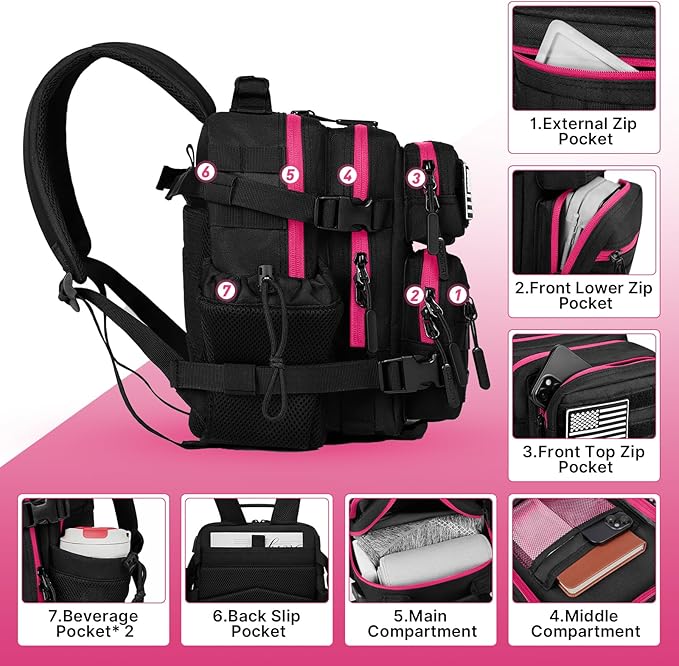 Boomistry 15L Mini Tactical Backpack Small Tactical Backpack for Men and Women Military Molle Backpack for Gym Daily (Black Neon)