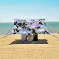 ALAZA Purple Iris Flowers Floral Beach Tent Sun Shelter UPF50+ Protection Beach Shade Canopy w/ 4 Sandbags for Outdoor Camping Fishing Backyard Fun Picnic 10x9 ft