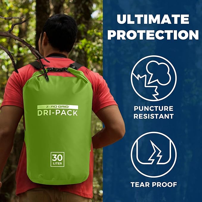 Zero Grid Waterproof Dry Bag - Floating Roll Top Drybag Keeps Dry 10L/20L/30L/40L Sizes for Backpacking Kayaking Boating Camping Fishing Hiking Made from Tough 500D Material