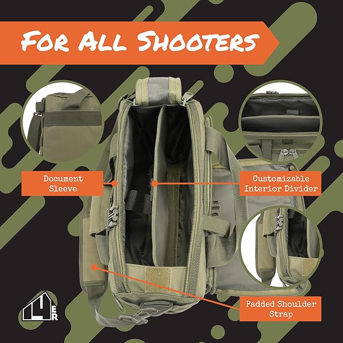 Gun Range Bag | Custom Pistol Range Bag Gun Range Bags for Handguns and Ammo | Shooting Bag Ammo Bag for Range Pistol Bag Handgun Bag | Firing Range Bags Shooting Gun Bag