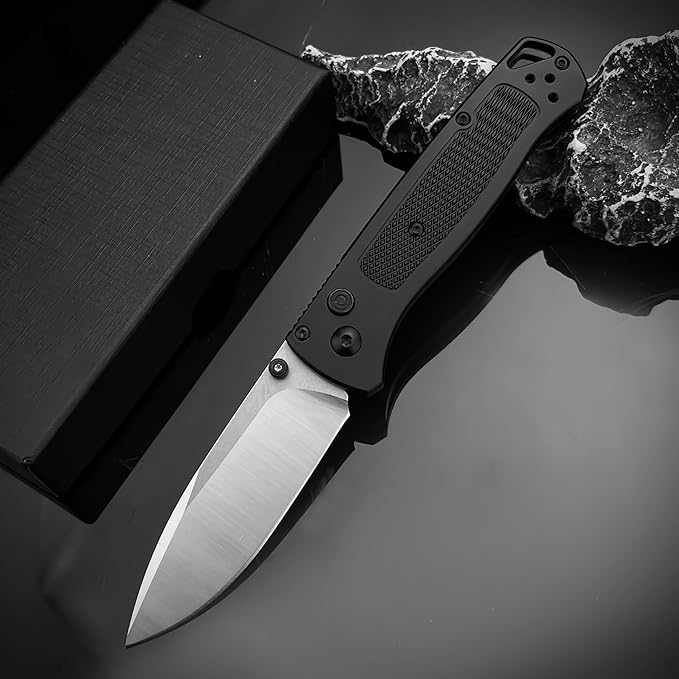 7.4-inch Button Lock Folding Knife with D2 Steel Blade and Aviation Aluminum Handle. Thumb Stud Manual Open. EDC Outdoor Camping Fishing Knife. Adventure Tool. Gift for Men.
