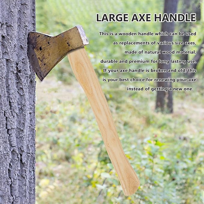 DOITOOL 4 Pcs Hickory Wood Axe Handle Replacement for Camp Axe Hatchet Chopping &amp Splitting Wood