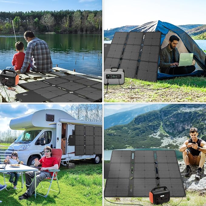 SOKIOVOLA 120W Foldable Solar Panel with MC-4 Connector Portable Solar Panel for Camping Folding Solar Panel Charger for Portable Power Station Laptops RV