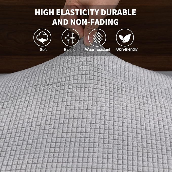 KRFOONN RV Dinette Cushion Covers Stretch Sofa Seat Slipcovers Replacement Camper Cushions Cover Washable Couch Cushion Slipcovers for RV Camper Car Bench(1 Backrest Cover &amp 1 Bench Cover Light G