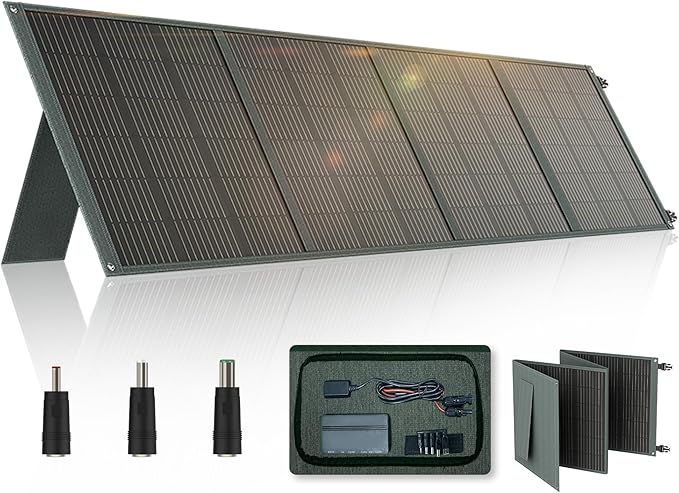 200W 20V Portable Solar Panel PWS220 Foldable Charger IP65 Waterproof 5V USB Output Compatible with Power Station for Home &amp Outdoor RV Camping Marine Emergency Backup