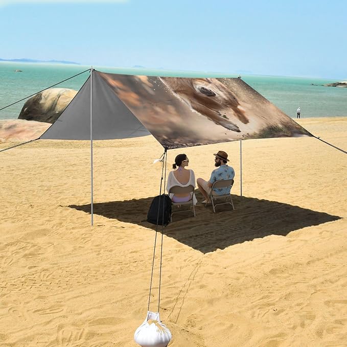 ALAZA German Shepherd Dog Running Beach Tent Sun Shelter Portable Canopy Sunshade for Outdoor Camping Picnics Backyard Fun 10x9 ft