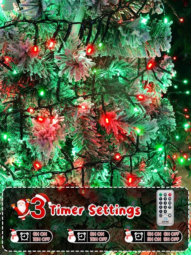 50FT 1000 LED Christmas Cluster Lights Firecracker String Lights with Remote &amp 8 Modes &amp Timer Waterproof Fairy Twinkle Light Plug in for Indoor Outdoor Party Garden Xmas Decoration Red and