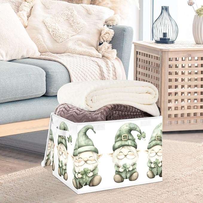 Storage Cube with Lid St Patrick Gnome Print 16.5×12.6×11.8 IN 1 Pack Collapsible Large Capacity Foldable Storage Basket Bin Organizer