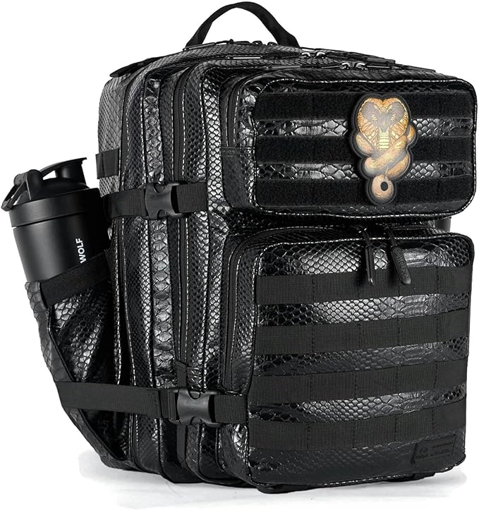 WOLFpak 35L Athletic Gym Backpack (King Cobra) - Durable 1000D Waterproof Oxford Material with MOLLE Webbing Laptop Pocket &amp Dual Cup Holders Durable Fitness/Travel/Military Daypack