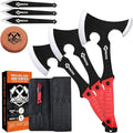 ANTARCTICA Throwing Axes and Knives Set - 3 Pack 11 Full Tang Stainless Steel Tomahawks and Throwing Knives Whetstone Tool Sharpener Well-Balanced for Beginners