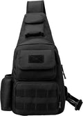 1000D Molle Tactical Shoulder Bag for Men - Military Chest Pack Outdoor Daypack for EDC Hiking &amp Daily Carry (Black)