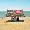 ALAZA Two Lover Flamingos Hibiscus Flower Beach Tent Sun Shelter Portable Canopy Sunshade for Outdoor Camping Picnics Backyard Fun 10x9 ft
