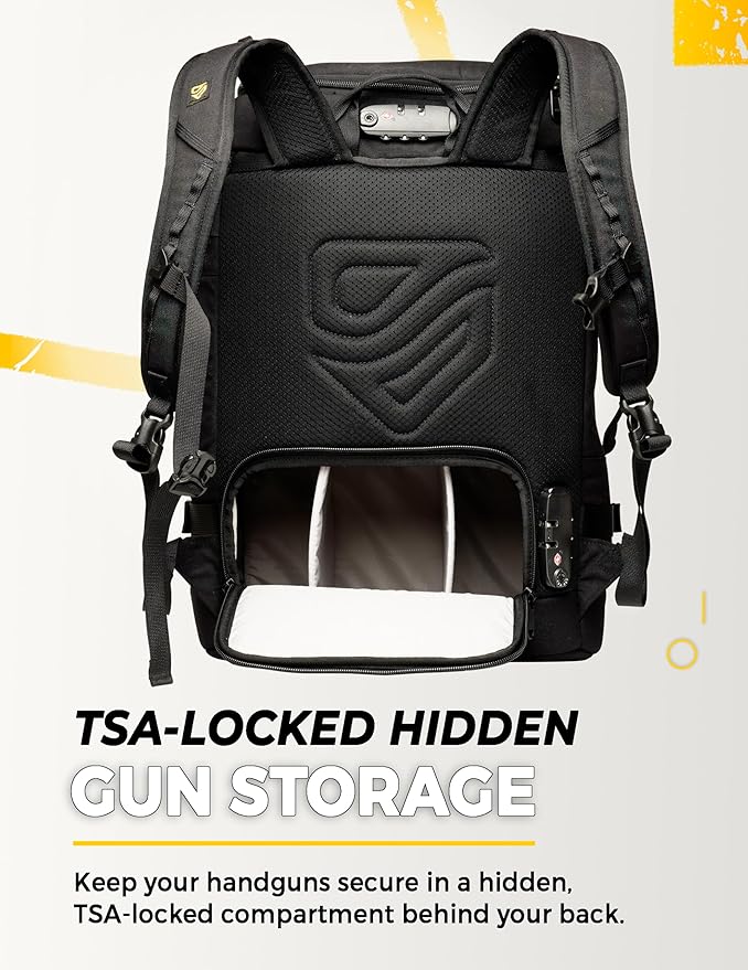 TradeSmart Range Backpack for Handguns Ammo &amp Shooting Gear with 3 Lockable Compartments Ear &amp Eye Protection Kit Optional