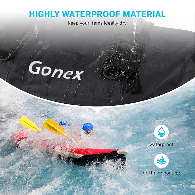 Gonex 40L 60L 80L Extra Large Waterproof Duffle Travel Dry Duffel Bag Heavy Duty Bag with Durable Straps &amp Handles for Kayaking Paddleboarding Boating Rafting Fishing