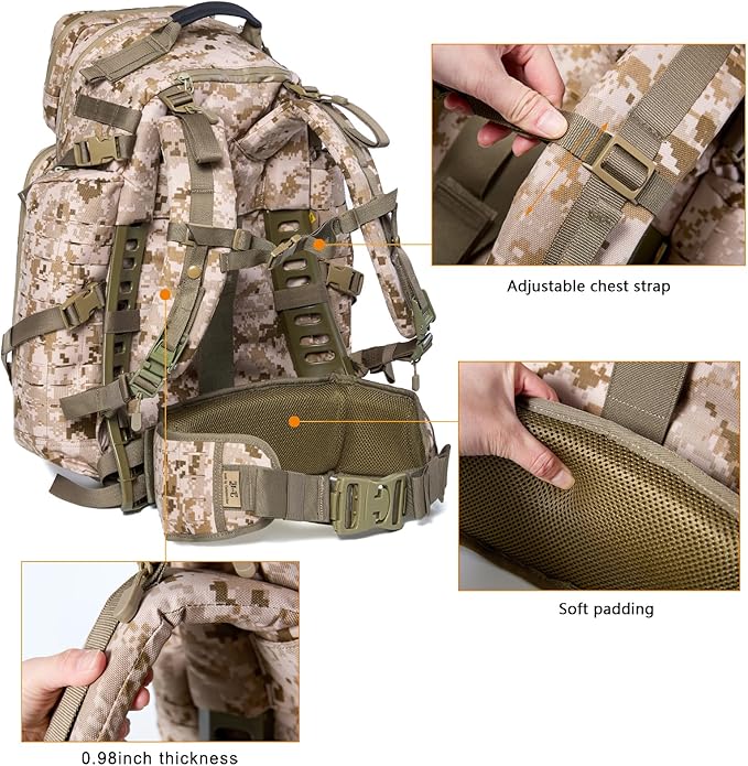 MT Military 3Day Rucksack with External Frame MOLLE Army Medium Ruck Assault Backpack
