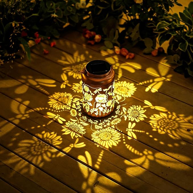 Mothers Day Gifts for Mom Sunflower Solar Lanterns Outdoor Waterproof Hanging Solar LightsGifts for Women Grandma Summer Garden DecorLantern Metal Decorative YardPatioLawnPorchDeckBalcony