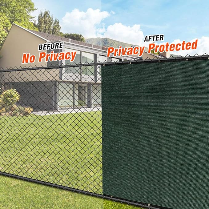 iCover 4x50ft Privacy Screen Fence Outdoor Fencing Panels Garden Windscreen Mesh Shade Sail Net Barrier Include Reinforced Bindings and Brass Grommets Cable Zip Ties Green