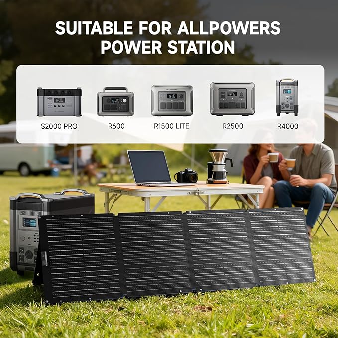 ALLPOWERS 200 Watt Portable Solar Panel SE200 25% High Efficiency Foldable Solar Charger IP68 Waterproof for Solar Generators Camping RV Off Grid