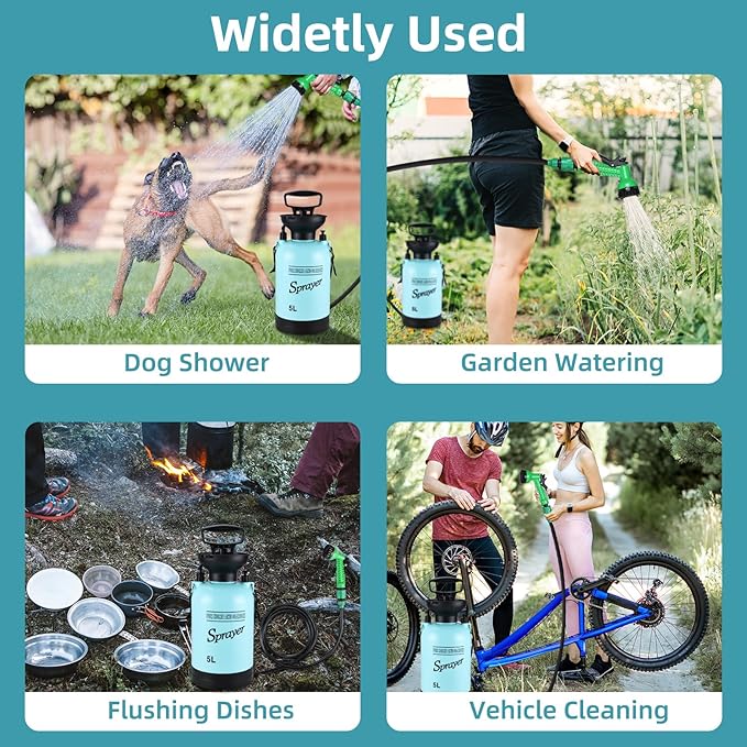 Finderomend Portable Shower for Camping with 7 Spray Modes Hand Press Camping Shower with Removable Hose and Shower HeadPressure Rinse Kits for Hiking Traveling Garden Beach Pet Shower