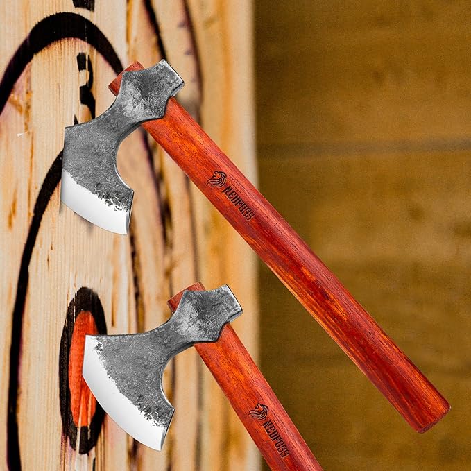 NedFoss 16 Champion Throwing Axe Set 2 Pack Throwing Axes and Tomahawks with 1065 High Carbon Steel &amp Wooden Handle Perfect for Axe Throwing Game Recreation Cabin Dector Gift for Men