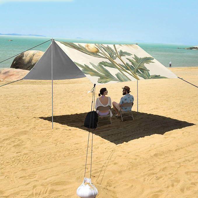 ALAZA Daisy Plants Flowers Beach Tent Sun Shelter Portable Canopy Sunshade for Outdoor Camping Picnics Backyard Fun 10x9 ft